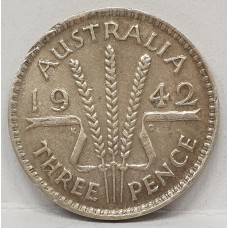 AUSTRALIA 1942M . THREEPENCE . MELBOURNE . KEY DATE . VERY SCARCE